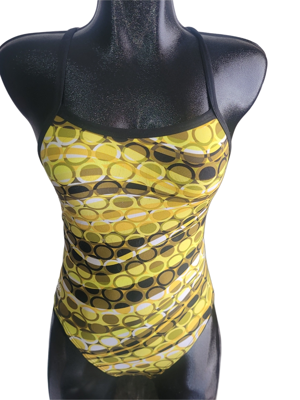 Speedo Endurance+ Yellow And Black Geometric One-Piece Swimsuit 32